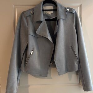 Anthropologie Slate Blue Suede Jacket